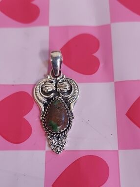 Sterling Silver Teardrop Royston Stone Pendant -